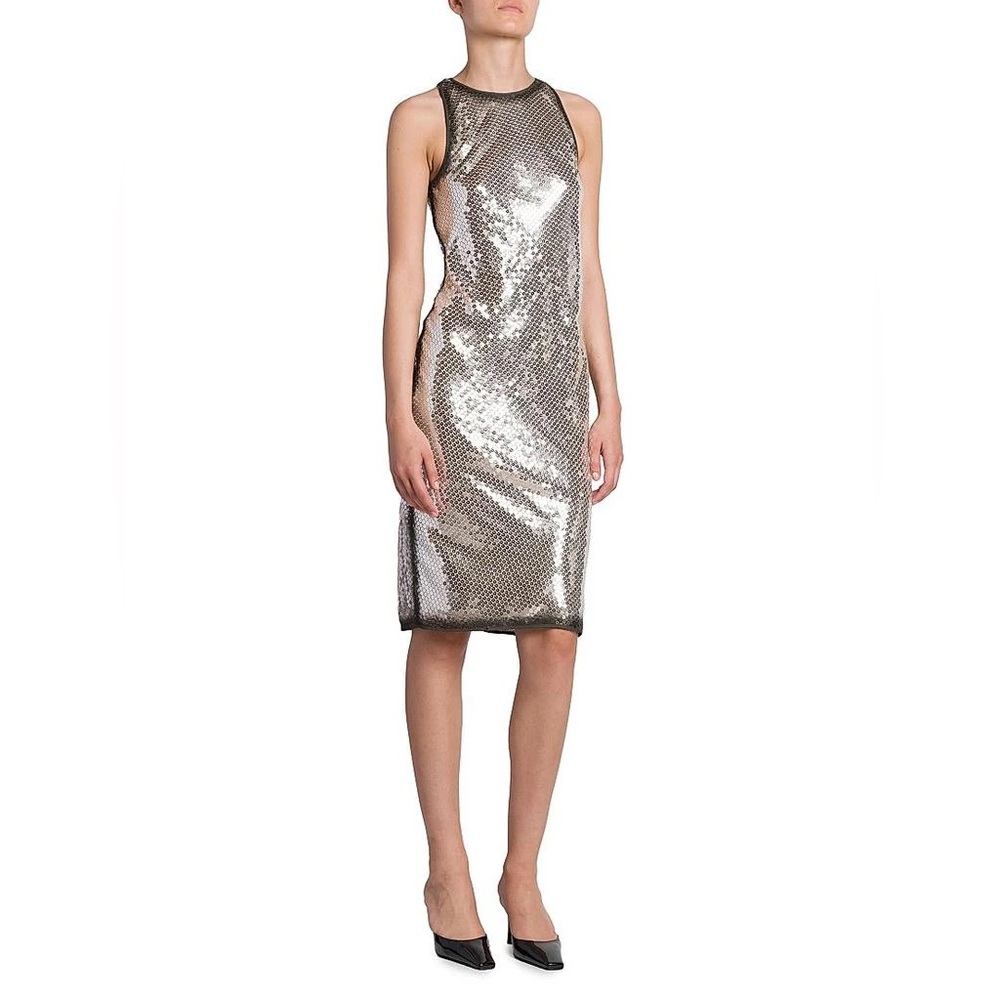 Haute Hippie Shimmering Silver Midi Dress